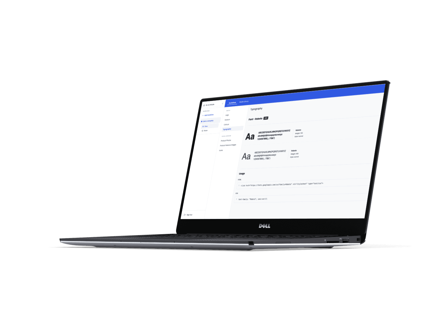 EA Suite Brand Guidelines Manager interface on a Dell XPS